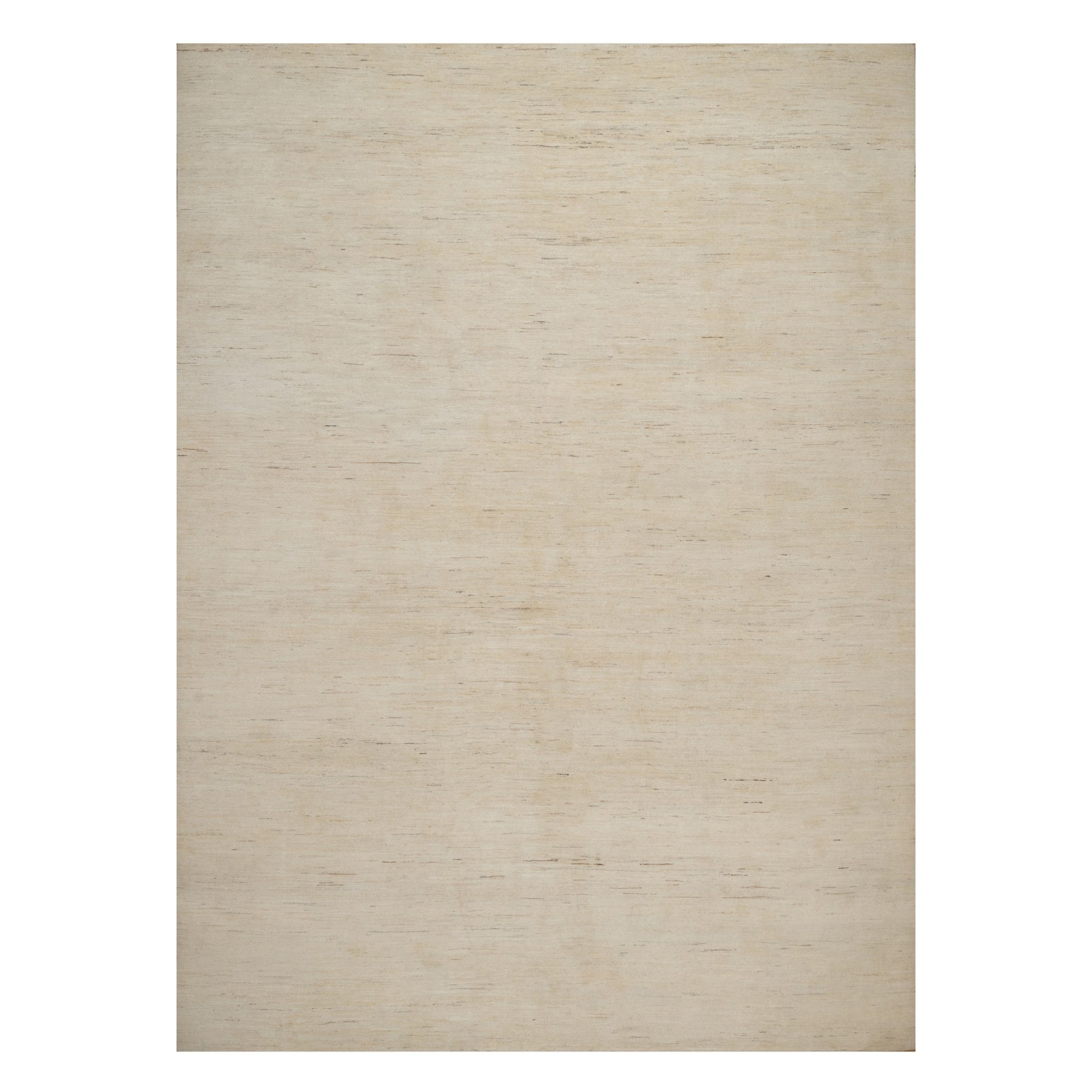 10'2"x14' Linen White, Modern, Plain Design, Lori Buft Gabbeh, Hand Knotted, Undyed Natural Wool, Thick and Plush, Oriental Rug 